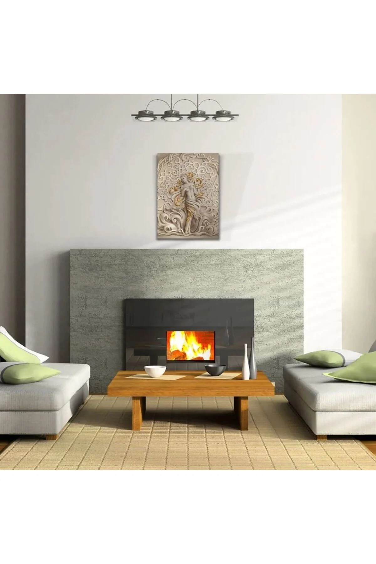 Venüs , Gri ve Altın Rengi Dekoratif Kanvas Tablo 50 x 70