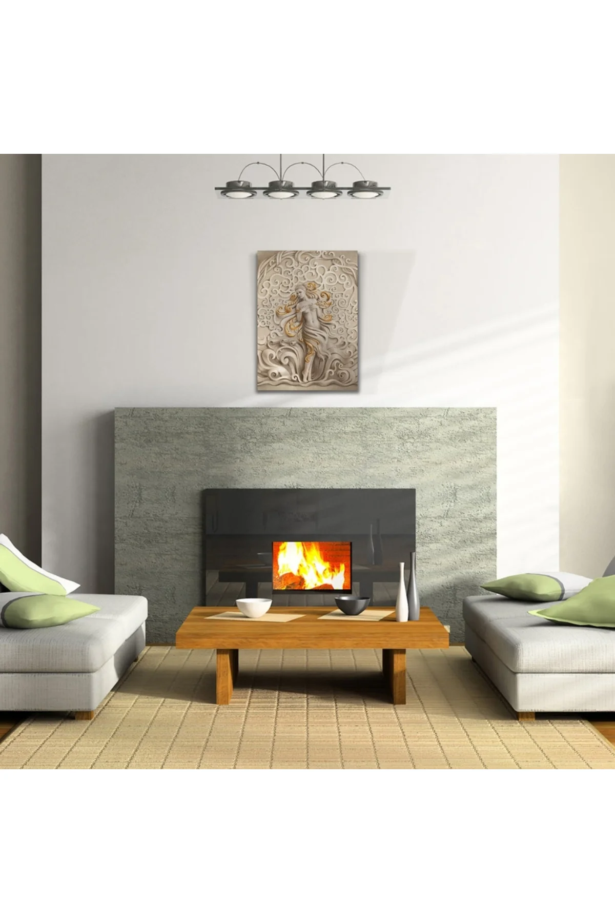 Venüs , Gri ve Altın Rengi Dekoratif Kanvas Tablo 50 x 70