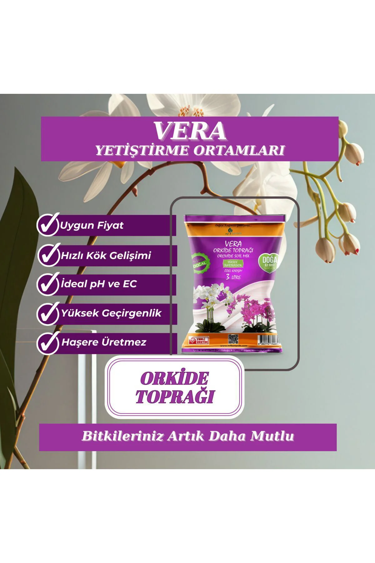 Vera Orkide Toprağı 3 Litre Orkide Çiçeklendirme Toprağı