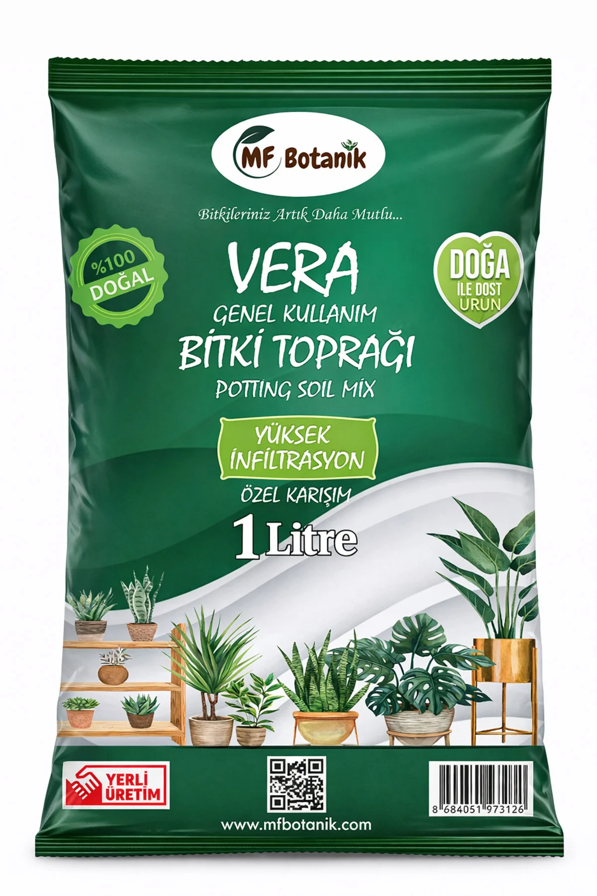Veramix Genel Kullanım Özel Karışım Iç Ve Dış Mekan Bitki Toprağı 1 Litre Çiçek Toprağı Toprak Harcı