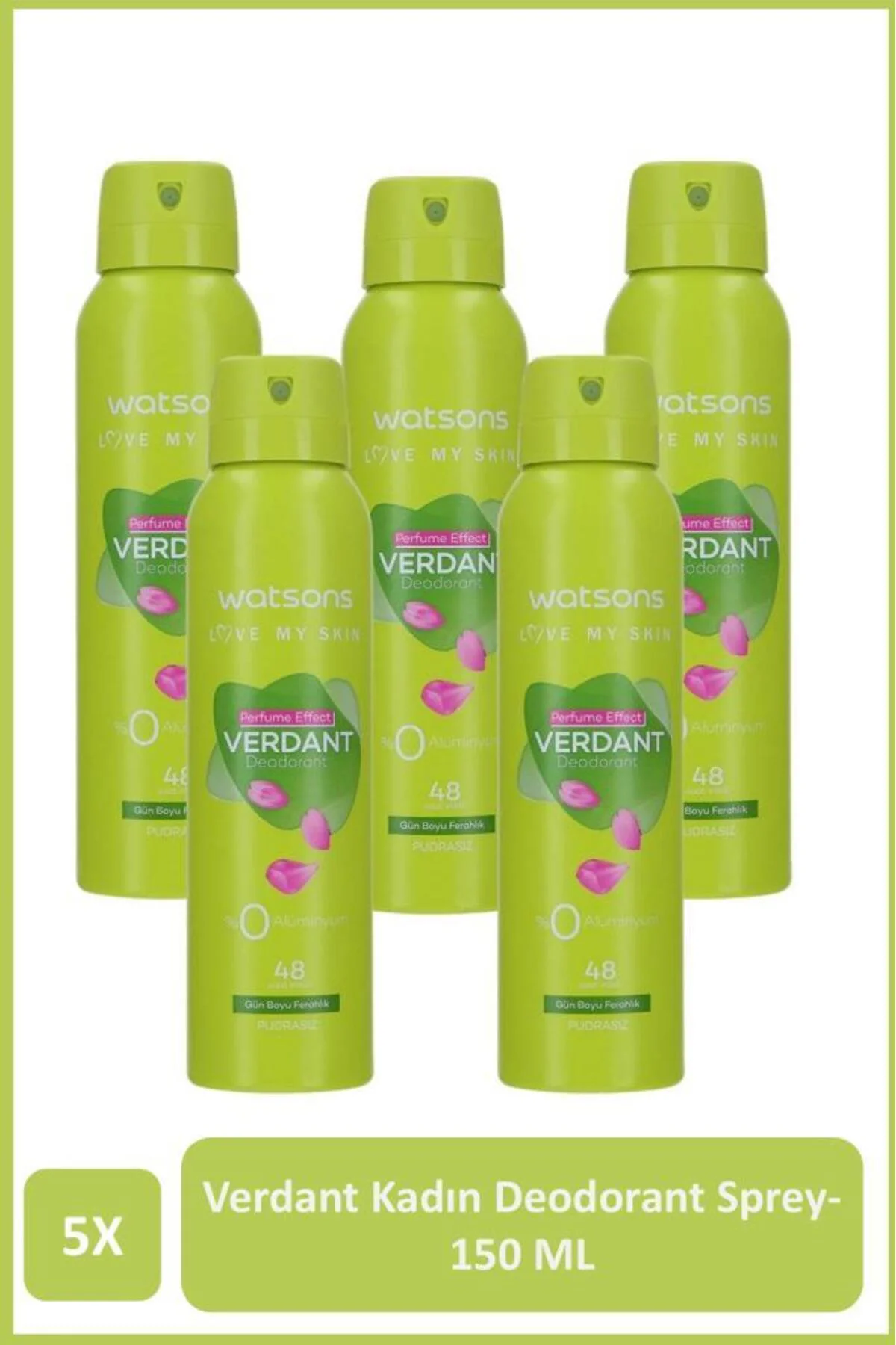 Verdant Deodorant Sprey Pudrasız 5x150ml