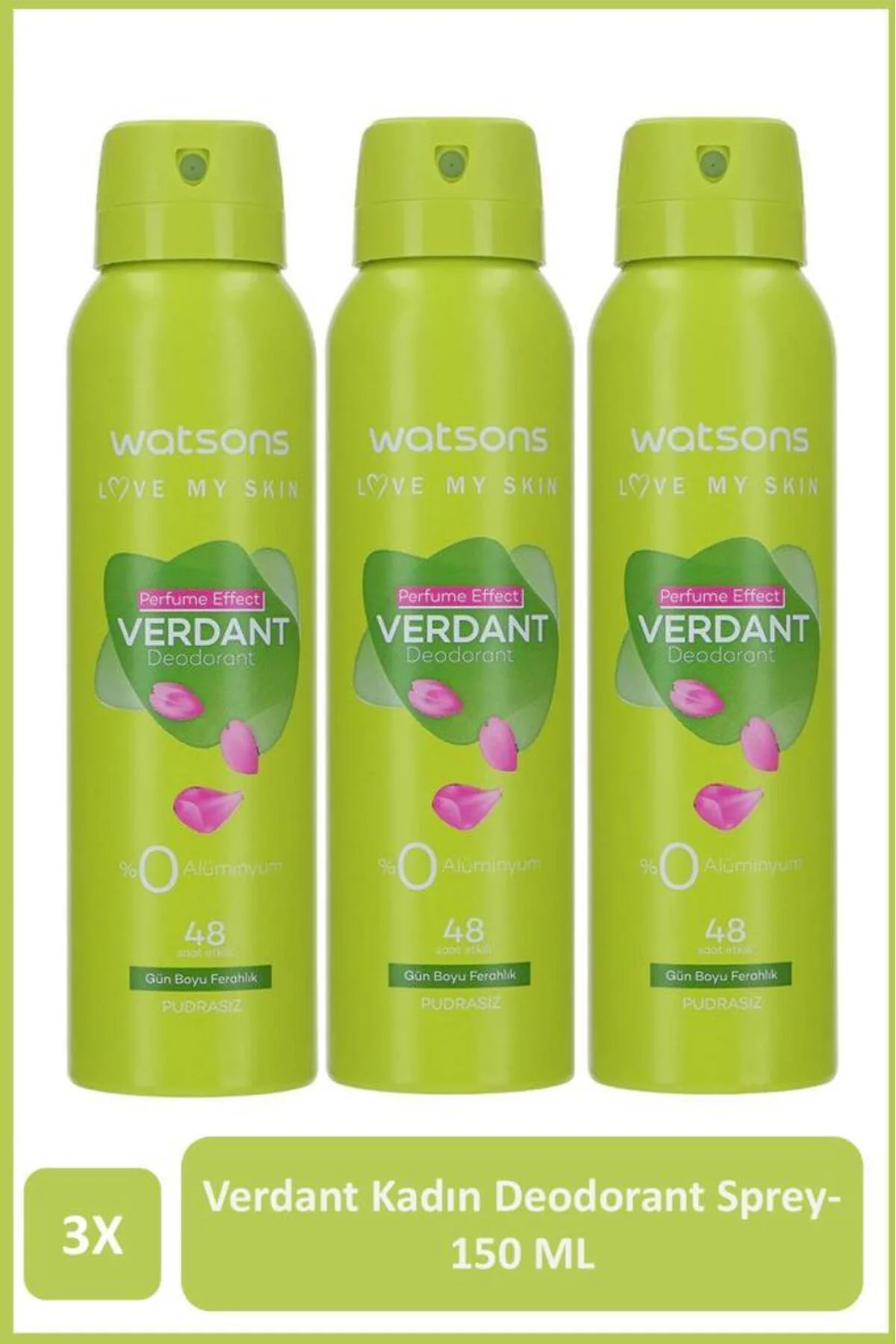 Verdant Deodorant Sprey Pudrasız 3x150ml