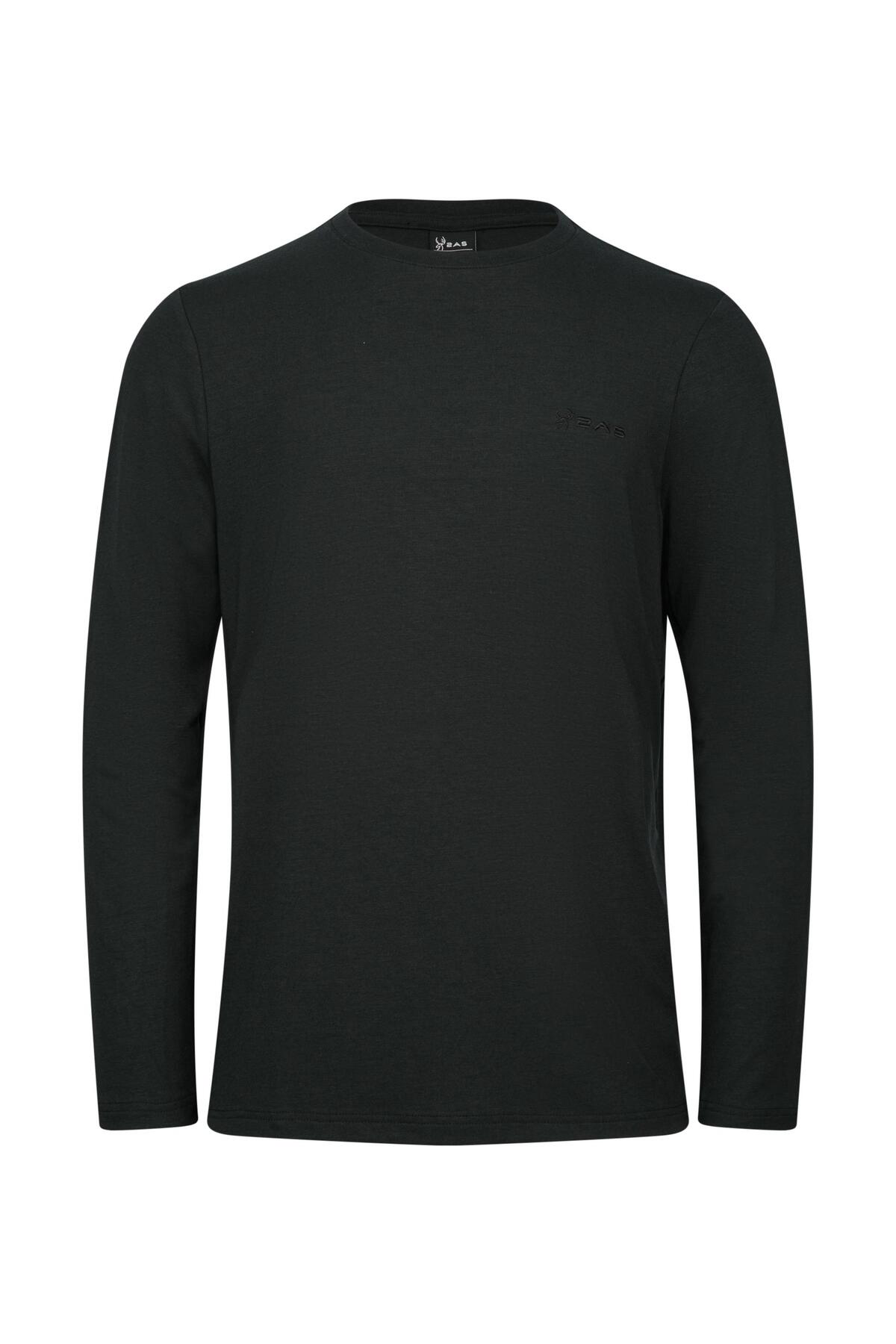 2As Vernon Erkek Uzun Kol Viloft T-Shirt Siyah