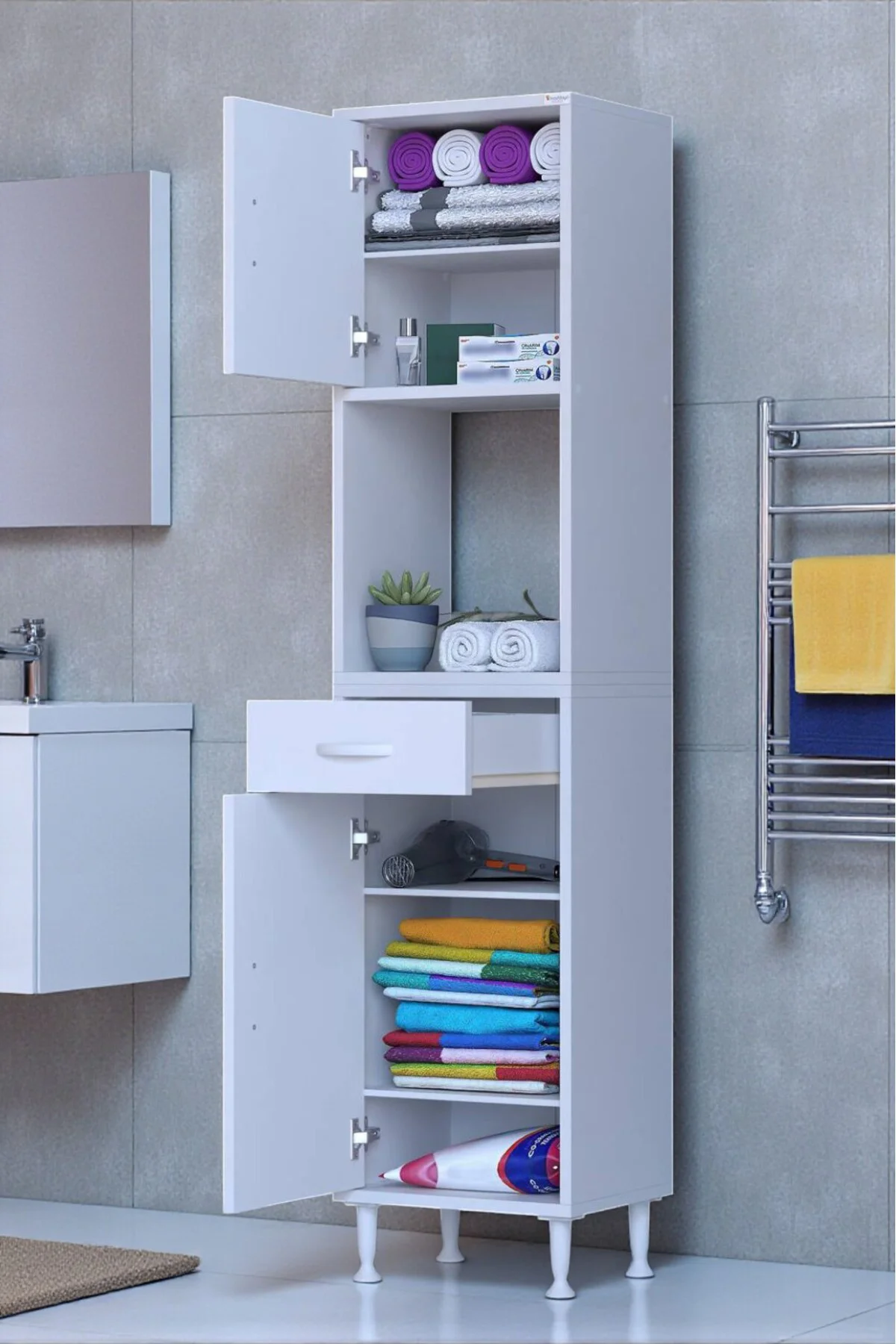 Vero 5 Bölmeli 40 cm Genişlikte Dolap Çok Amaçlı Kullanım Banyo D