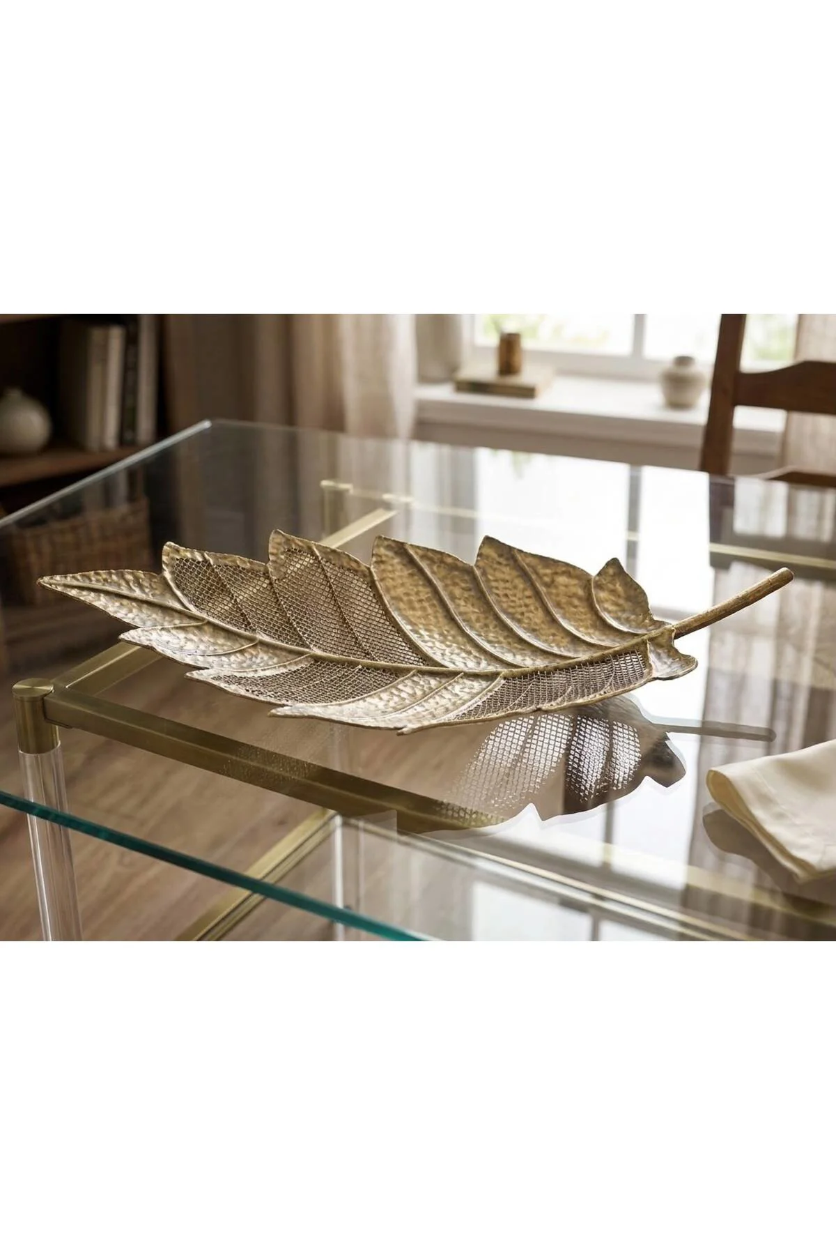 Vero Metal Yaprak Tabak Dekoratif Kase Büyük 81*38*10cm Fiyatı, Yorumları ve Özellikleri