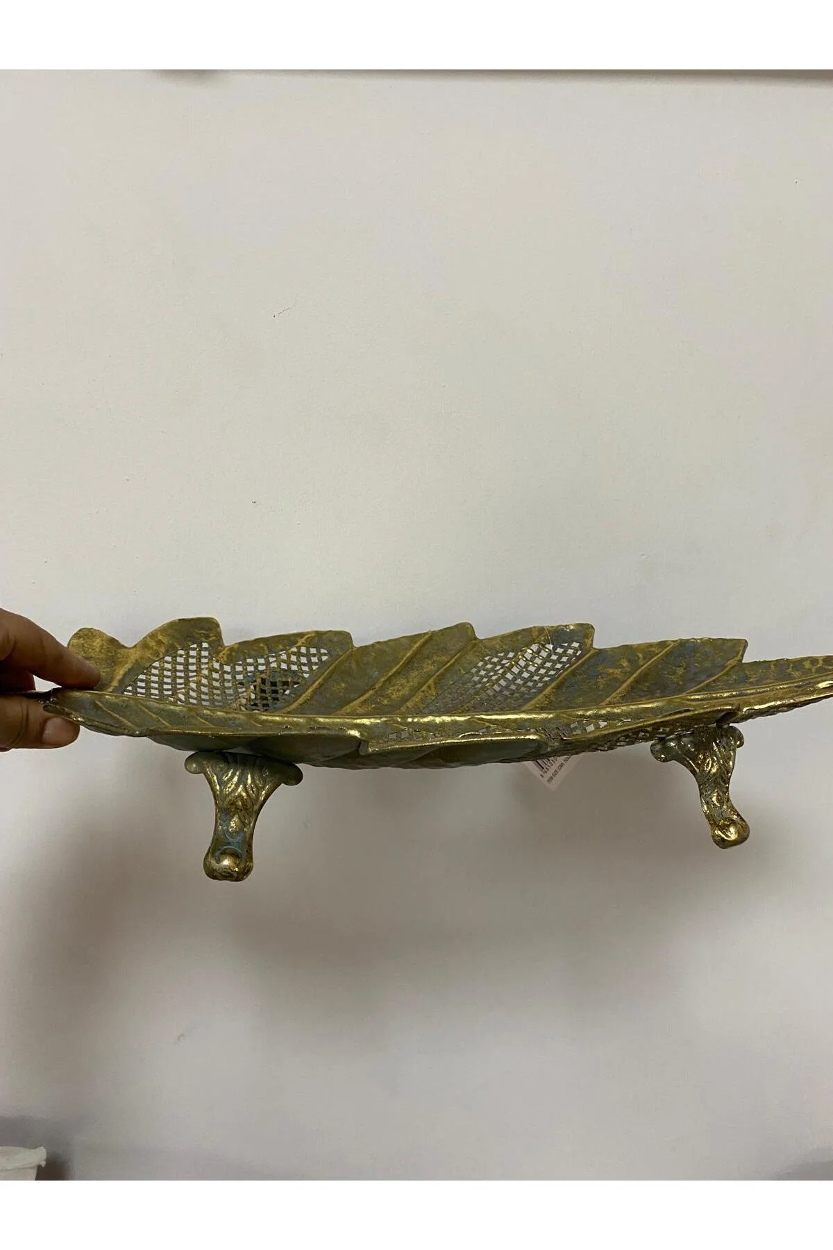 Vero Metal Yaprak Tabak Dekoratif Kase Küçük 50*23/5*10