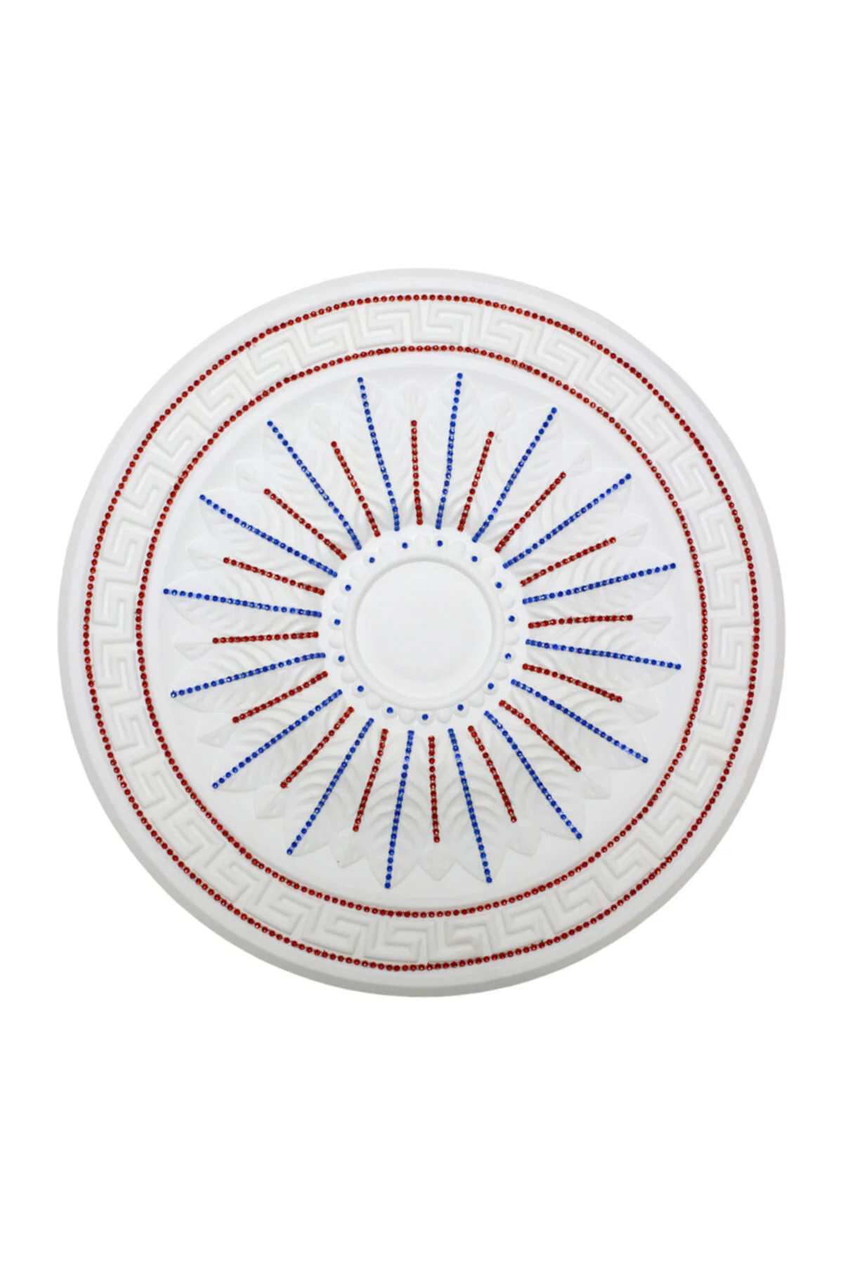 Versace Desenli Stropiyer Bordo Mavi Taşlı Tavan Lamba Göbeği  40