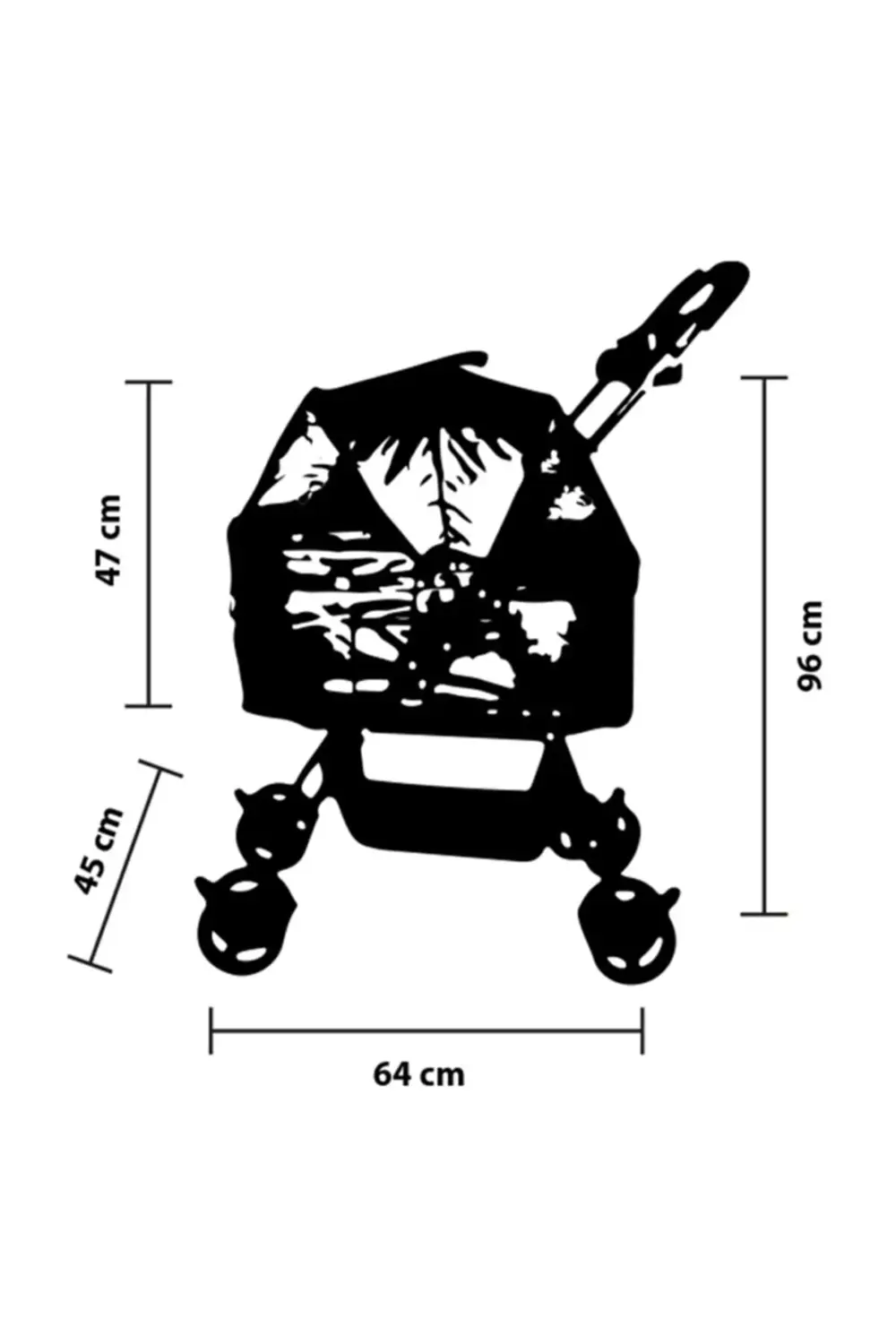 Verstappen Kedi Köpek Arabası 45x64x96cm Siyah