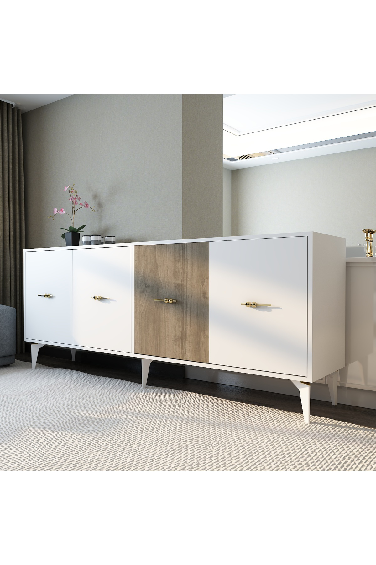 VERYY 180 CM KONSOL (KX180) BEYAZ-CEVİZ