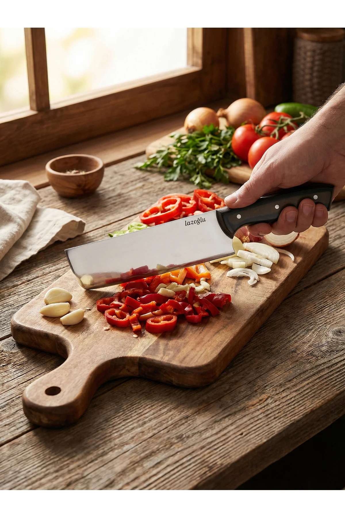 Verzalit Saplı Profesyonel Şef Bıçağı – Paslanmaz Çelik, Ergonomi