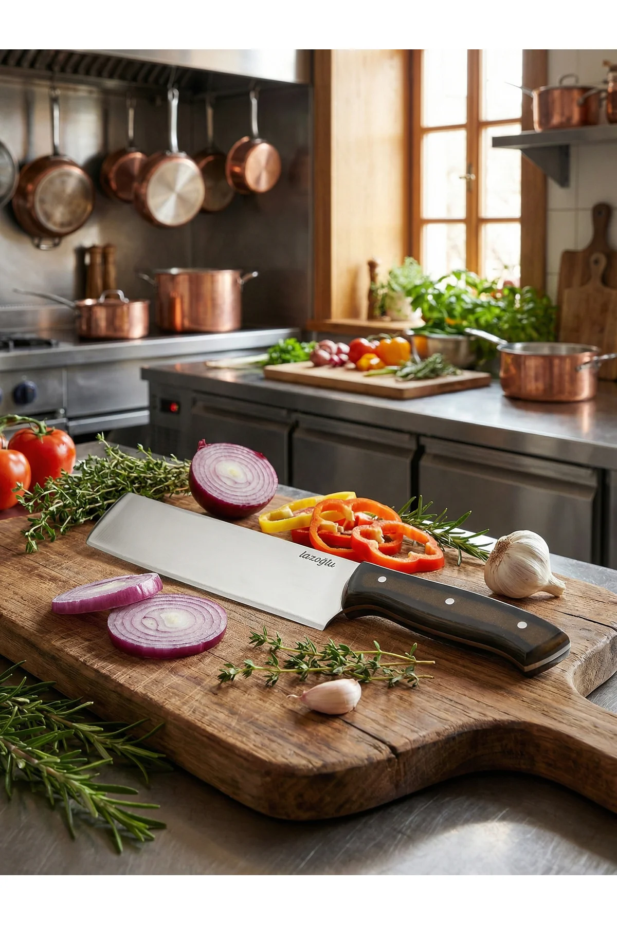 Verzalit Saplı Profesyonel Şef Bıçağı – Paslanmaz Çelik, Ergonomi