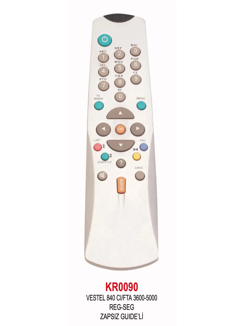 VESTEL 840 CI/FTA 3600-5000-ZAPSIZ GUIDE’Lİ UYDU KUMANDA