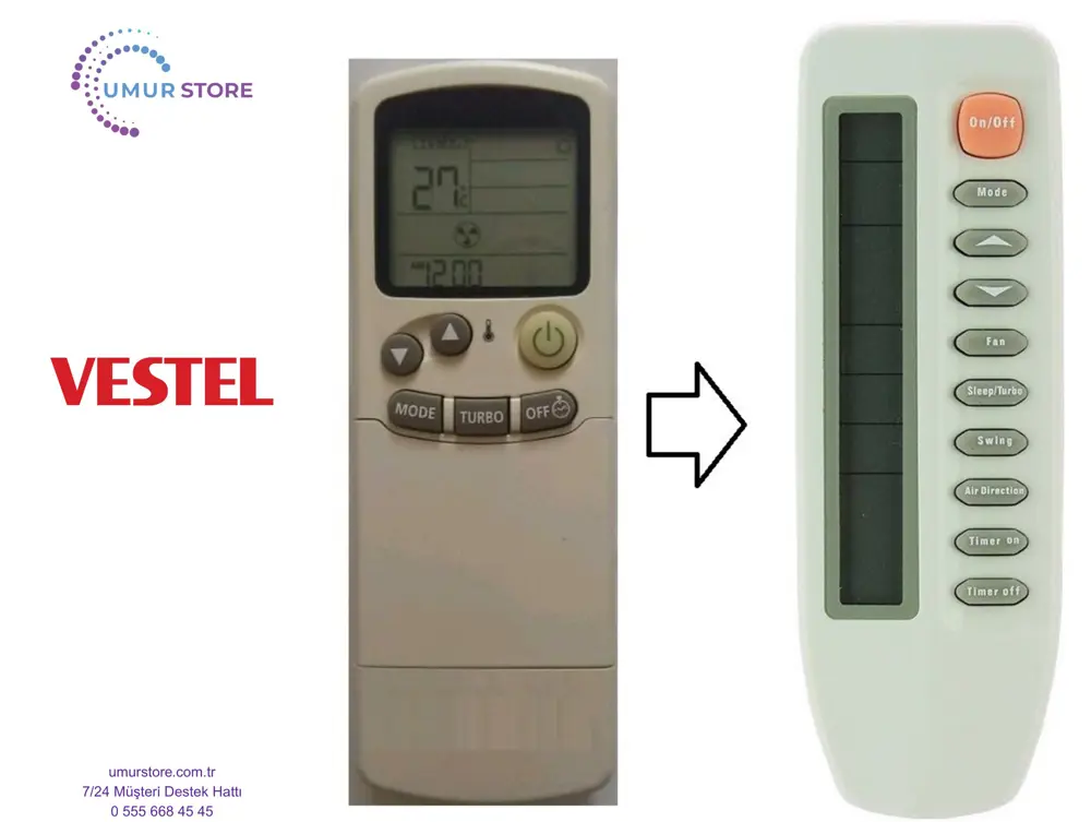 Vestel ARH-112 Klima Kumandası-Eşdeğer