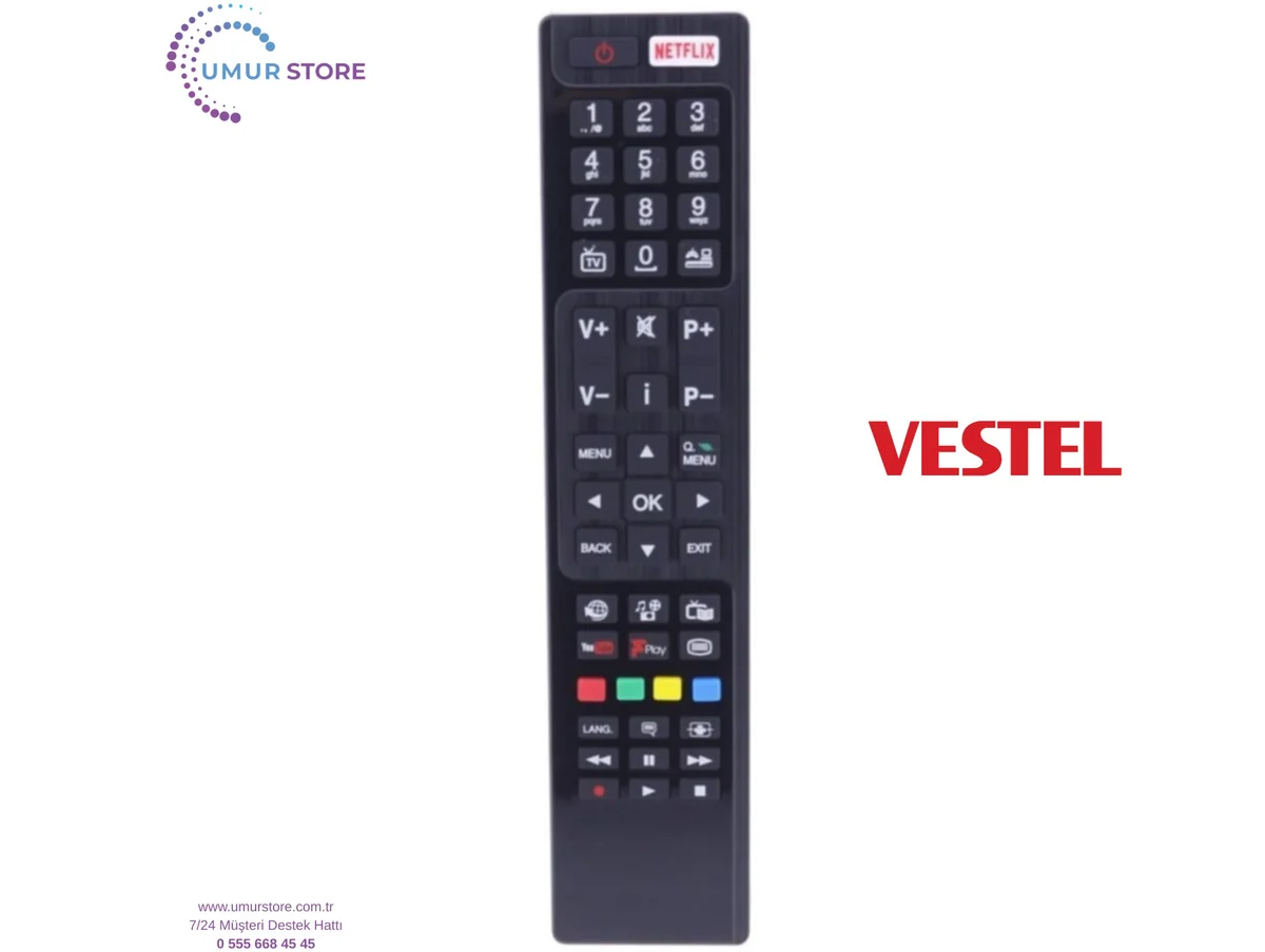 Vestel İle Uyumlu Netflix Youtube Play Tuşlu Lcd Led Tv Kumandası