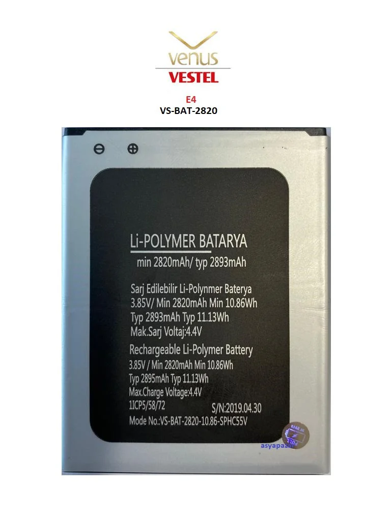 Vestel Venüs E4 Pil Batarya Vs-bat-2820 Ithal