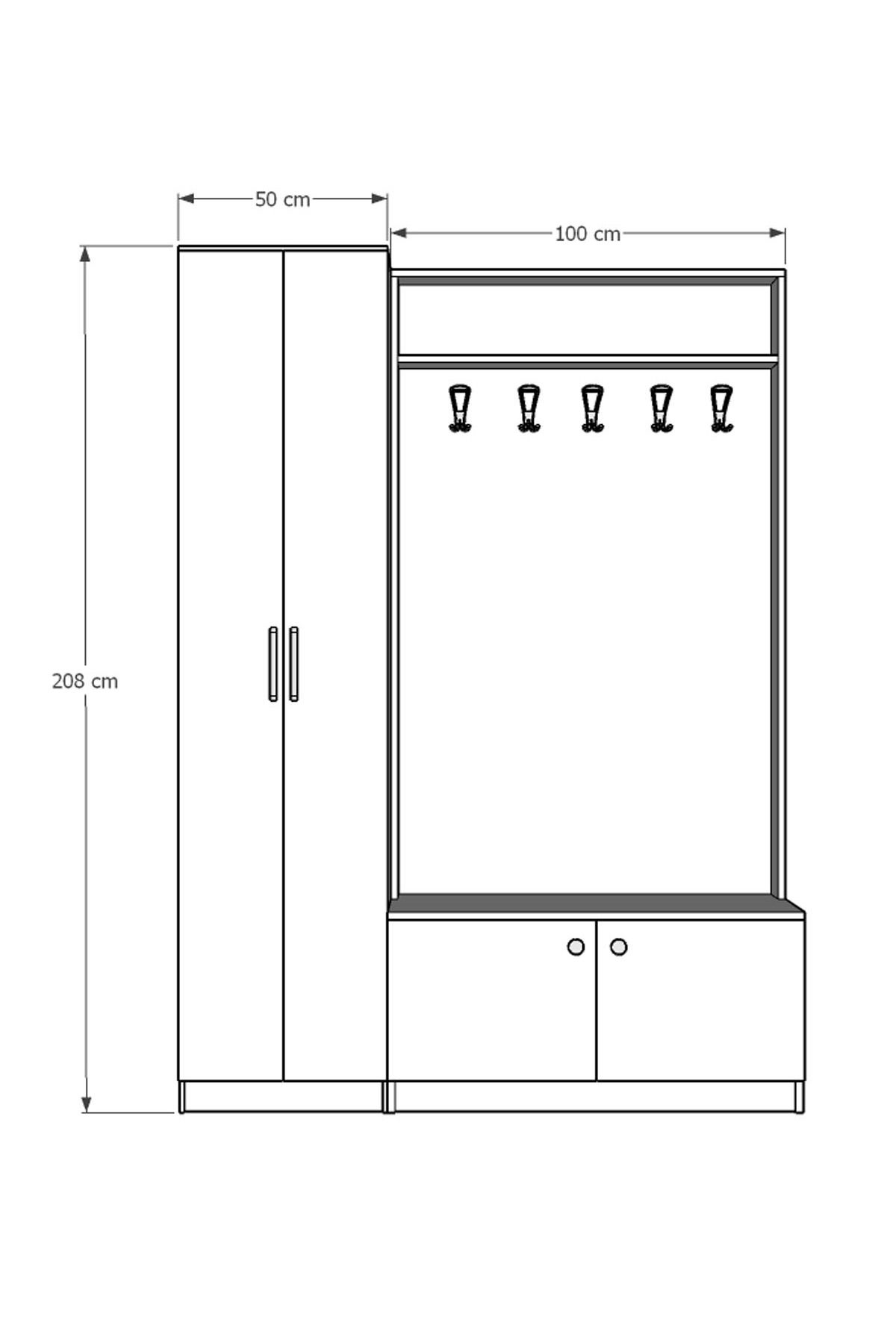 Asra Trend Vestiyer & Portmanto (150Cm) V-01 Sonamo-Beyaz
