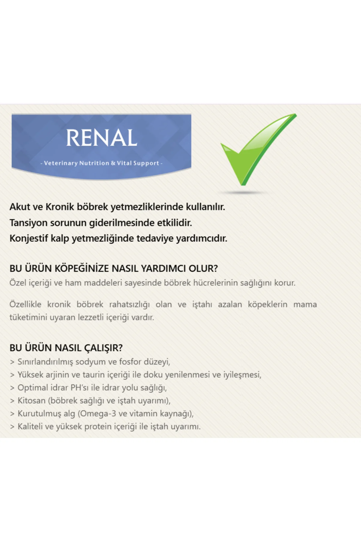 Vet Diet Renal Köpek Maması 3 Kg