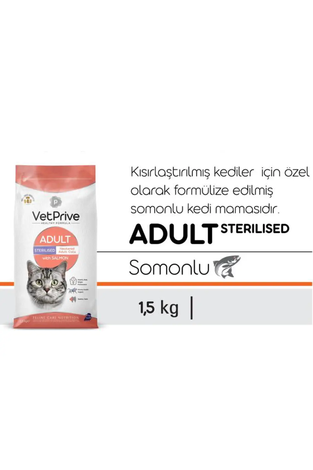 Vet Prive Sterilised Somonlu Kısırlaştırılmış Kedi Maması 1.5 Kg