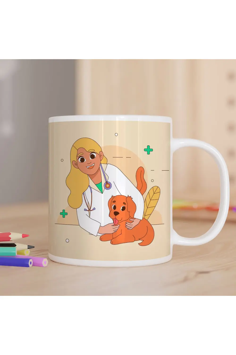 Veteriner Kadın Ve Sevimli Köpek Hediyelik Kupa Bardak