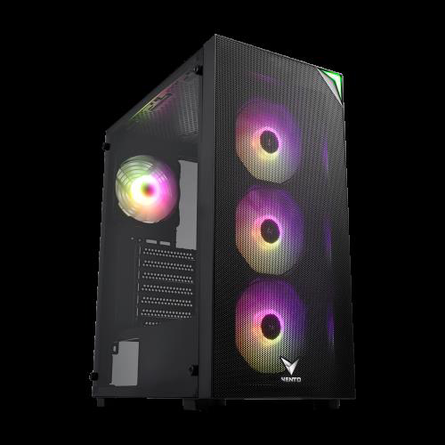 Vento Vg3400s Mid Tower, 650W 80+ Siyah, Temperli Cam, Rgb, Atx Gaming