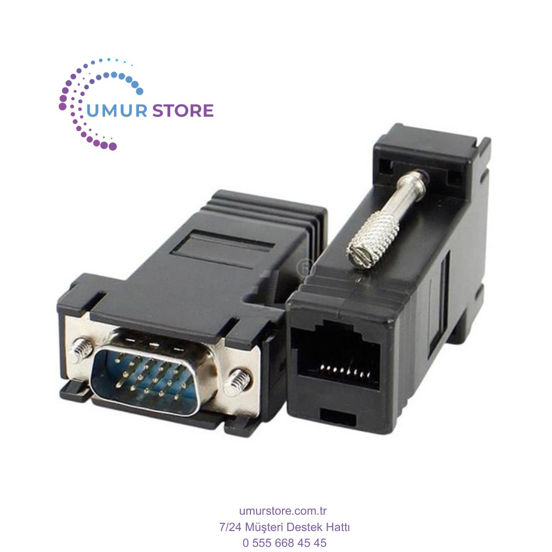 VGA Extender RJ45 Cat5/cat6/cat7 Uzatıcı Çevirici (2'li Paket) VGA Extender RJ45 Cat5/cat6/cat7 Uzatıcı Çevirici (2'li Paket)
