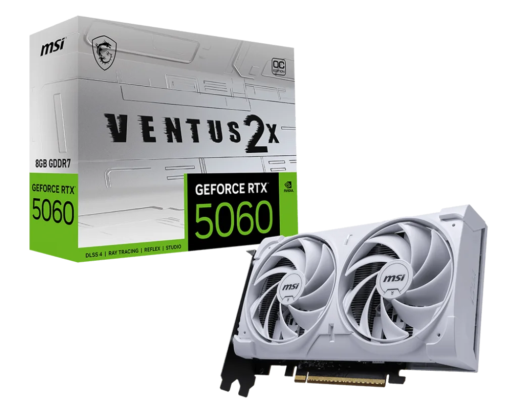 VGA GEFORCE RTX 5060 8G VENTUS 2X OC WHITE RTX5060 8GB GDDR7 128B DX12 PCIE 5.0 X16 (3XDP 1XHDMI)