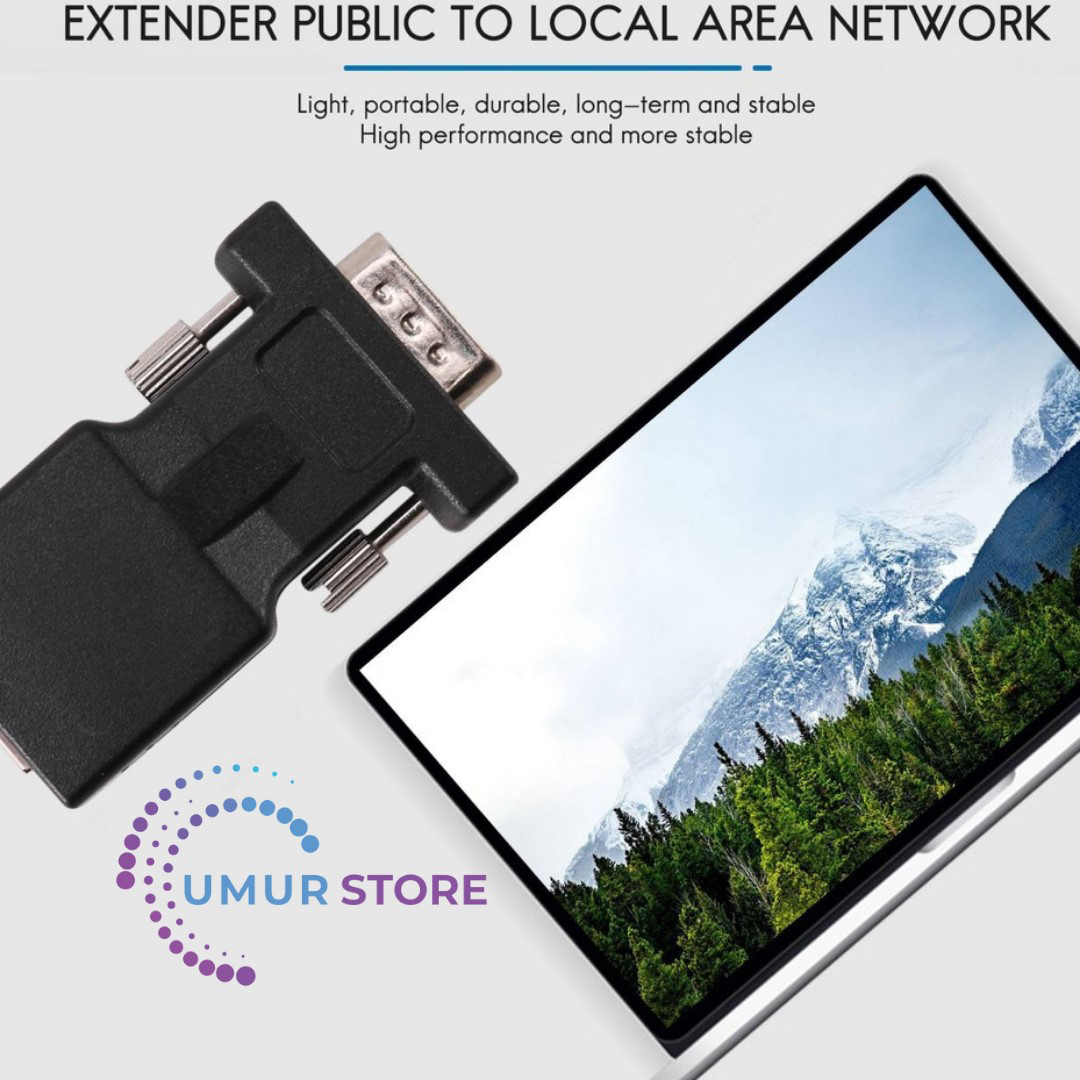 VGA Genişletici Erkek - Lan Cat5 Cat6 RJ45 Ağ Kablosu Adaptörü