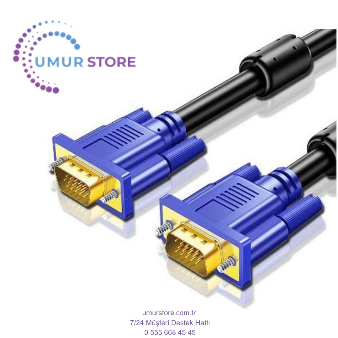 VGA Gold Kablo VGA 15 Pin Erkek Erkek Gold Görüntü Kablosu 50 Met