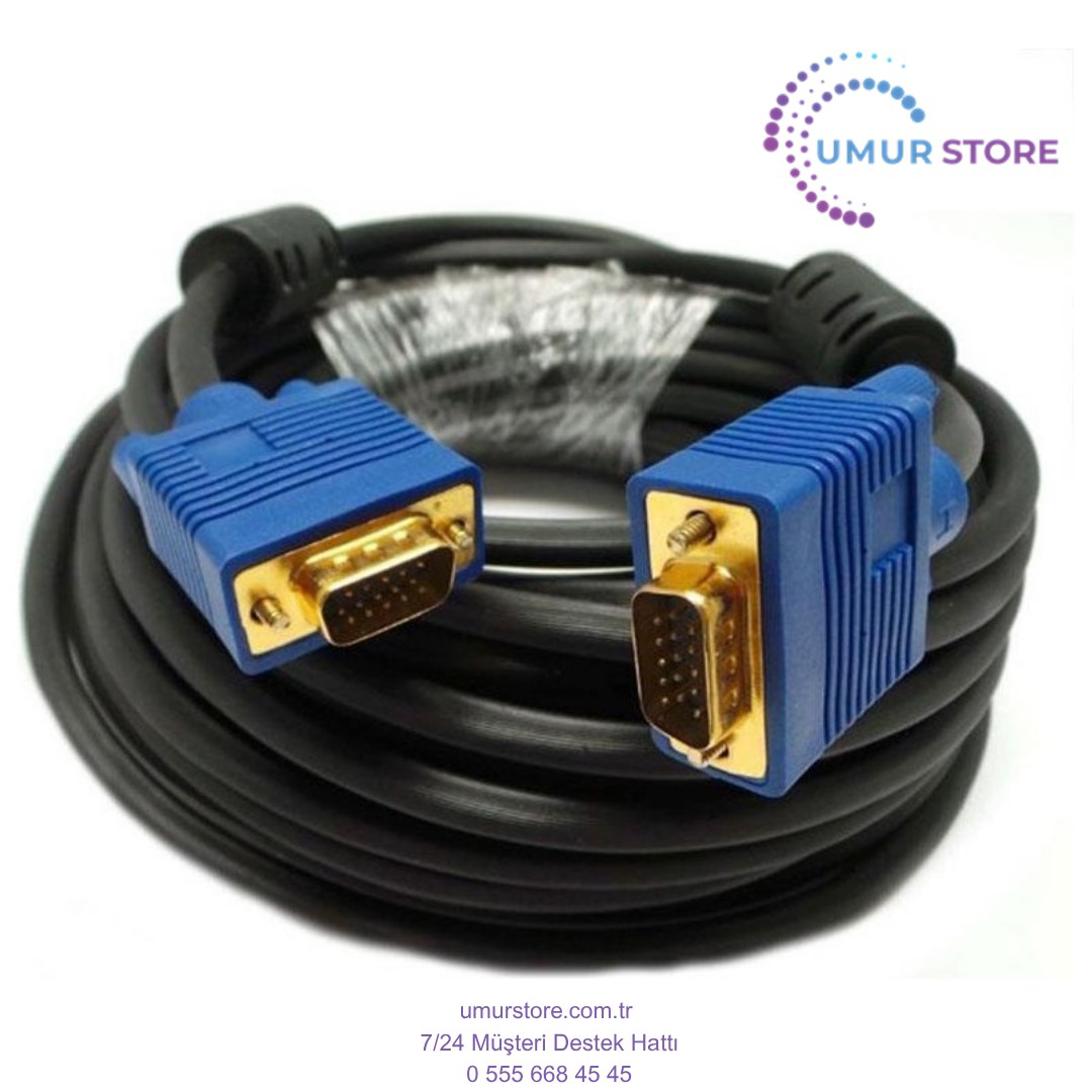VGA Gold Kablo VGA 15 Pin Erkek Erkek Gold Görüntü Kablosu 50 Met