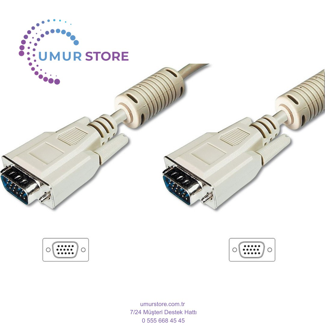 Herz Vga Monitör Kablosu, Dsub 15 Erkek Dsub 15 Erkek, 3 Metre, Cu, 3C