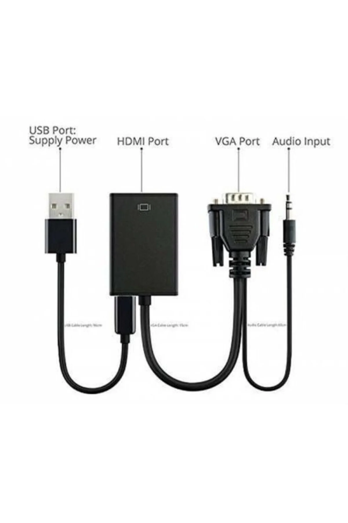 Vga to Hdmi Çevirici Kablo Ses Çıkışlı Vga Dişi Hdmi Erkek