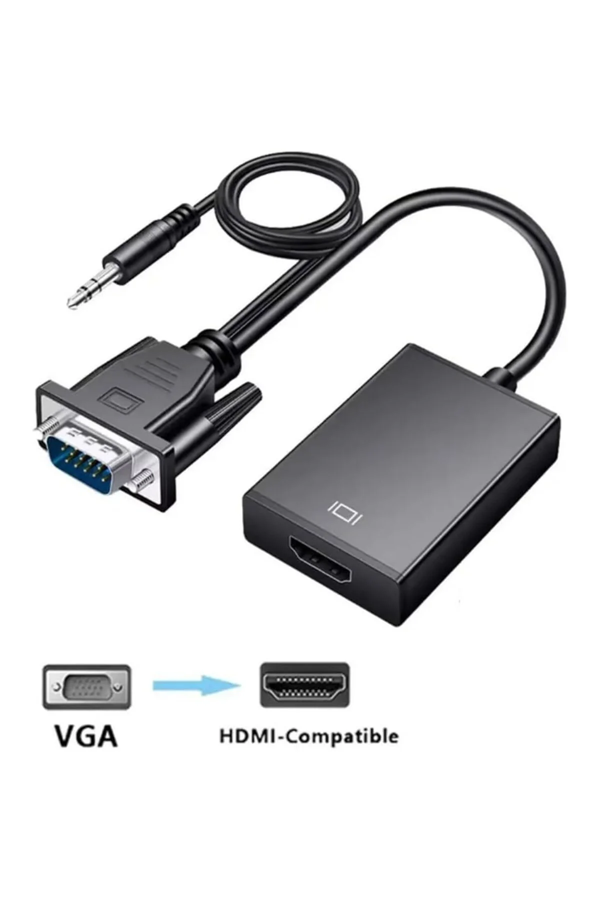 VGA to HDMI Çevirici Adaptör 3.5 Mm Ses Girişli