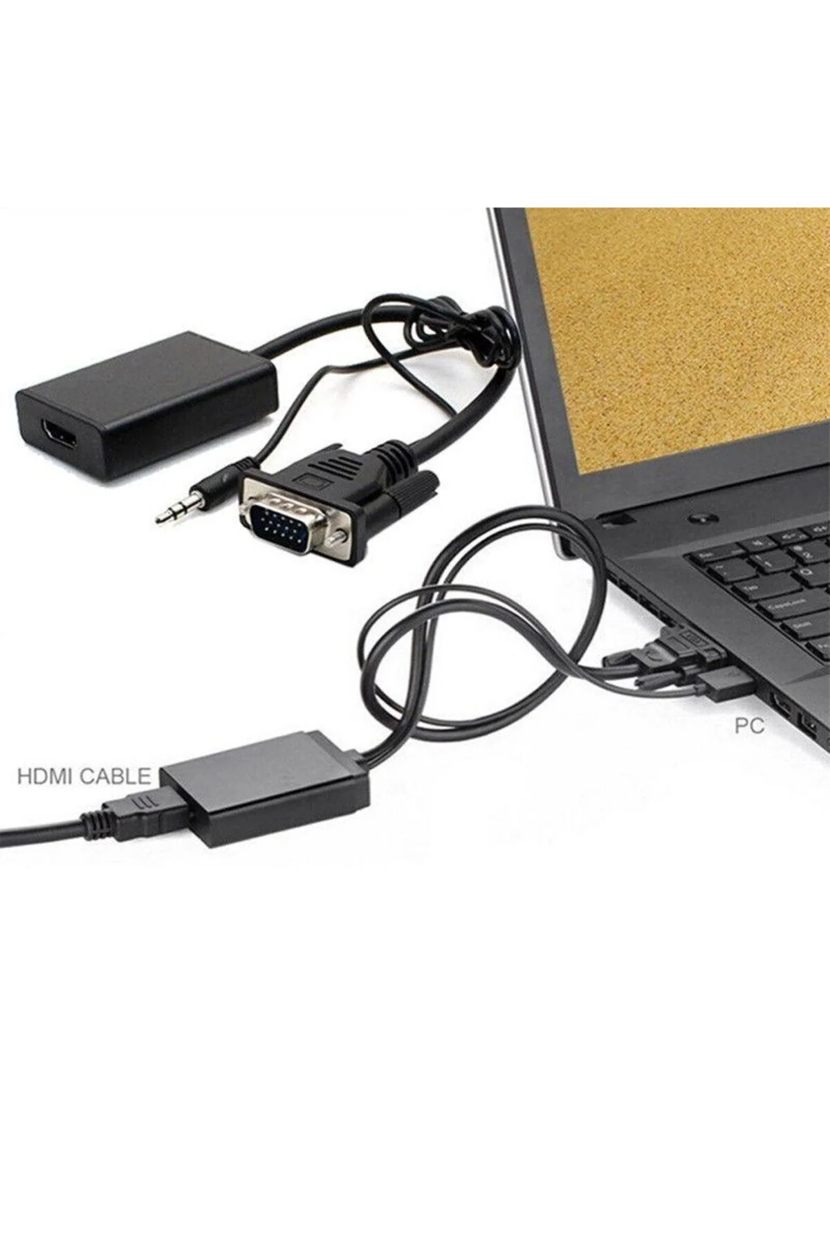 Vga to Hdmi Çevirici Kablo Ses Çıkışlı Vga Dişi Hdmi Erkek
