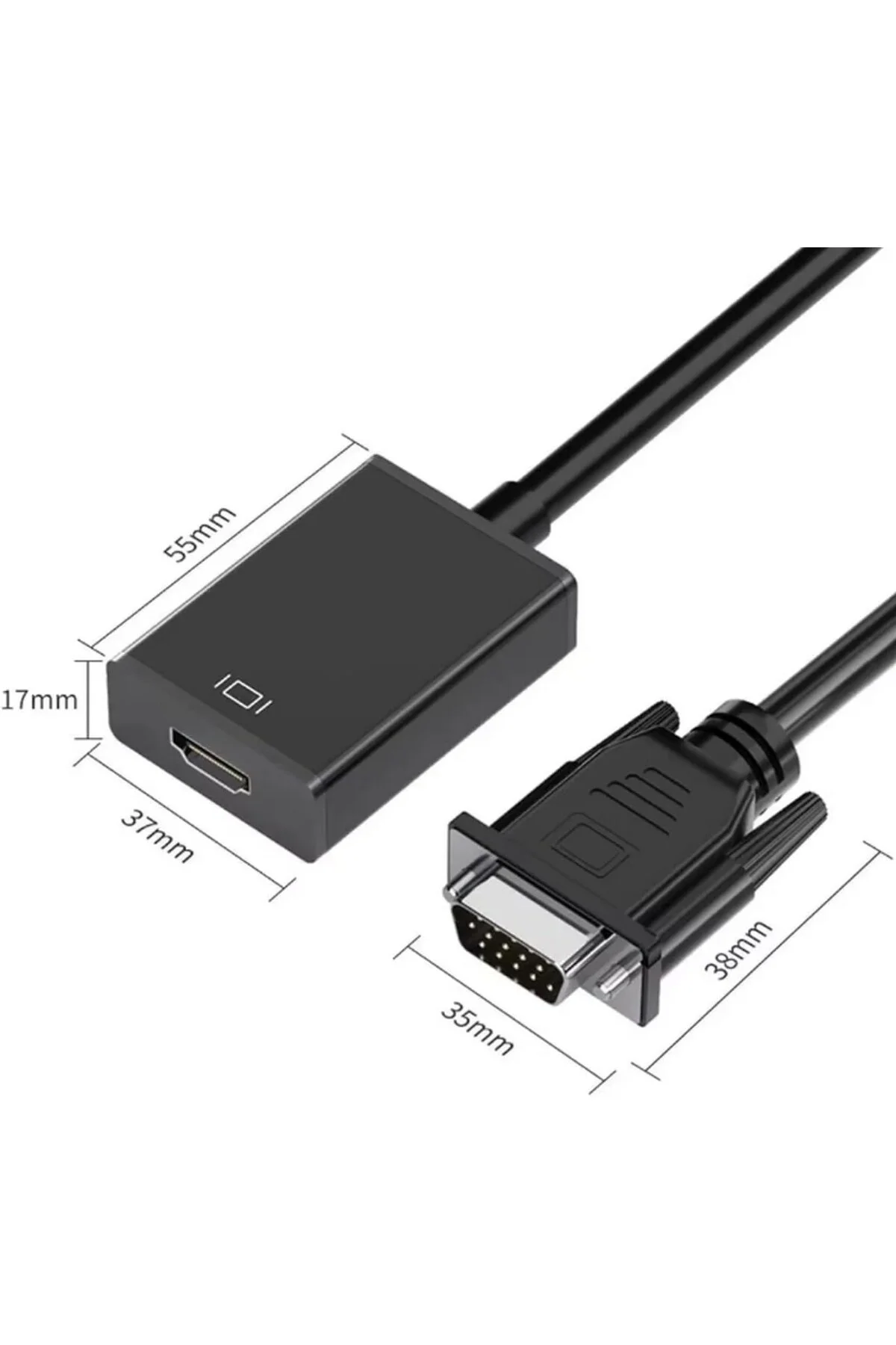 VGA to HDMI Çevirici Adaptör 3.5 Mm Ses Girişli