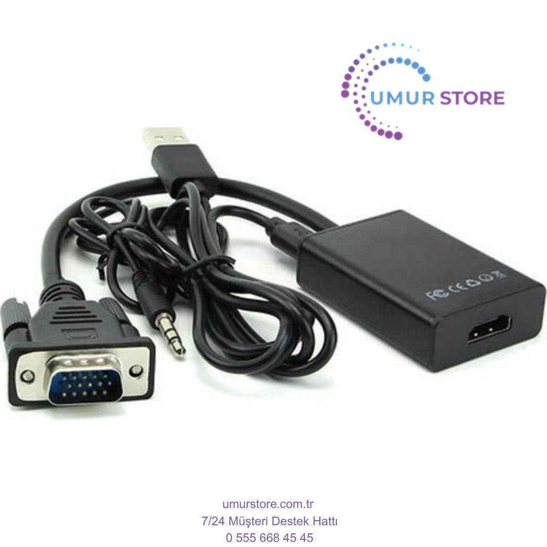 Vga To Hdmi Kablo Dönüştürücü Görüntü Ve Ses Çevirici