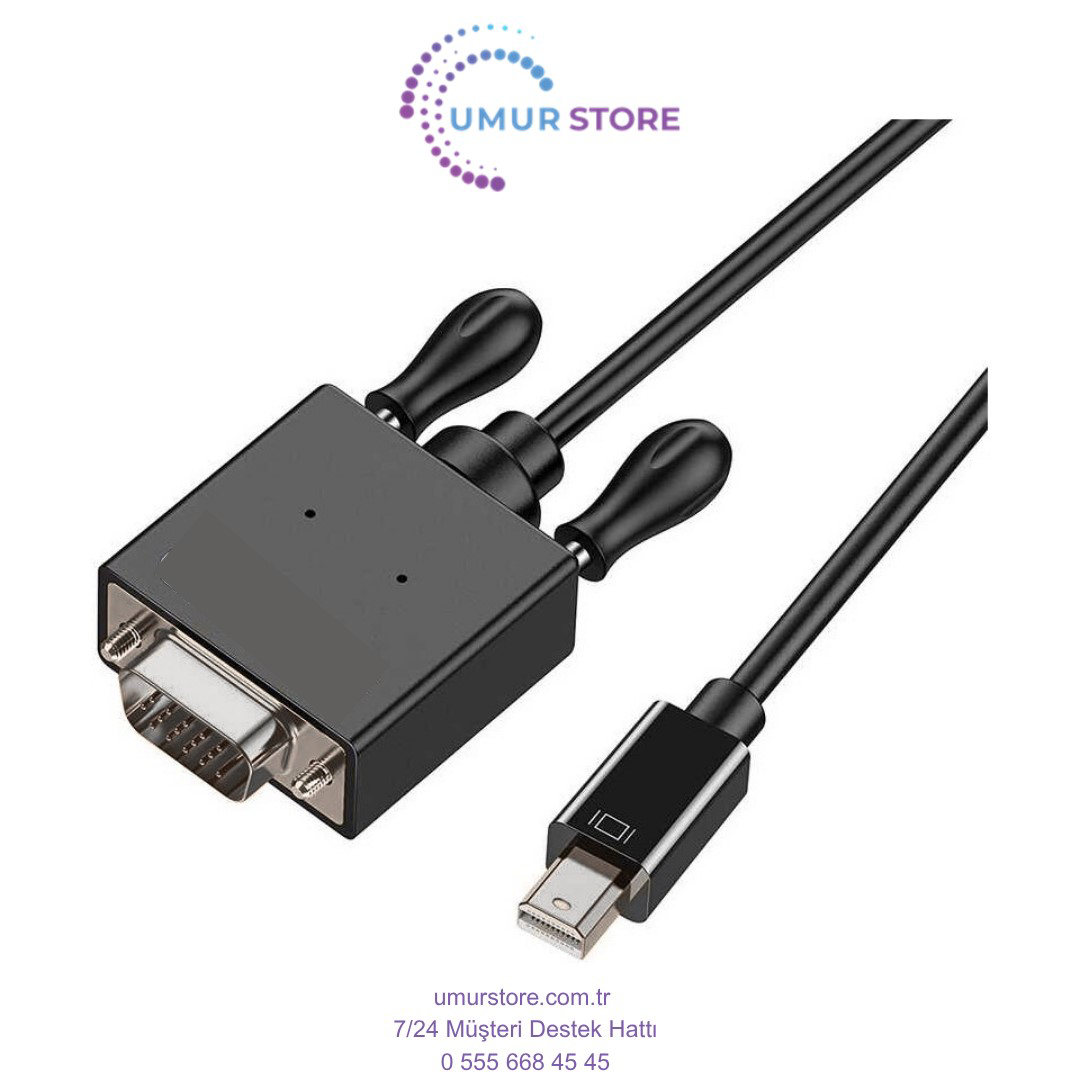 VGA To Mini Display Port Kablo 183 cm 1080P Full Hd 60Hz Görüntü VGA To Mini Display Port Kablo 183 cm 1080P Full Hd 60Hz Görüntü