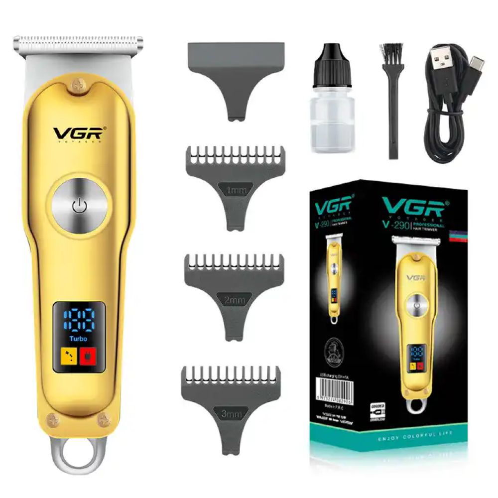 VGR V-290 Altın T Bıçak Sıfır Kesim LCD Ekran Şarjlı Tıraş Makine