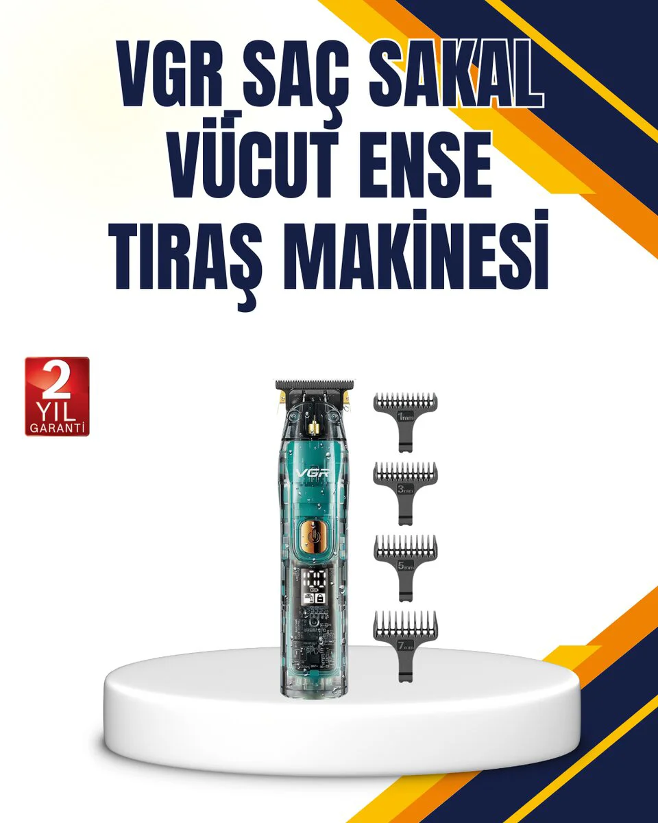 VGR V-695 Profesyonel Tıraş Makinesi - Seramik Bıçaklı, Turbo Motorlu, Kablosuz Saç ve Sakal Kesimi