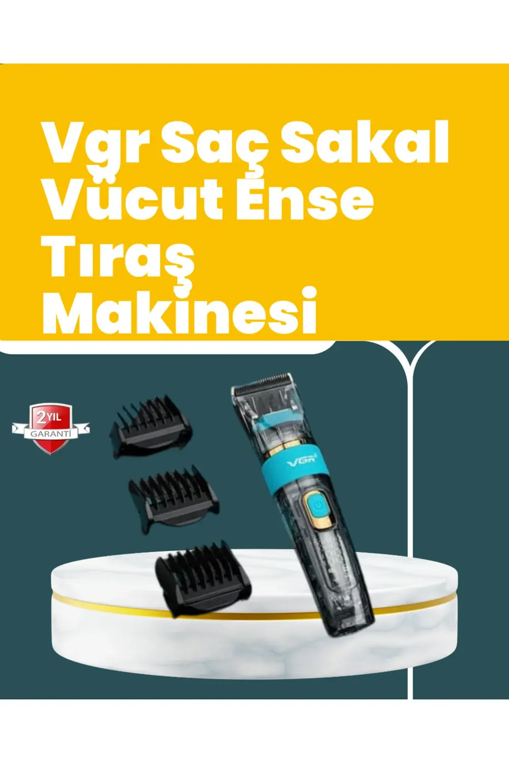 VGR V-695 Saç ve Sakal Kesme Makinesi LED Ekranlı 5 Uzunluk Ayarı