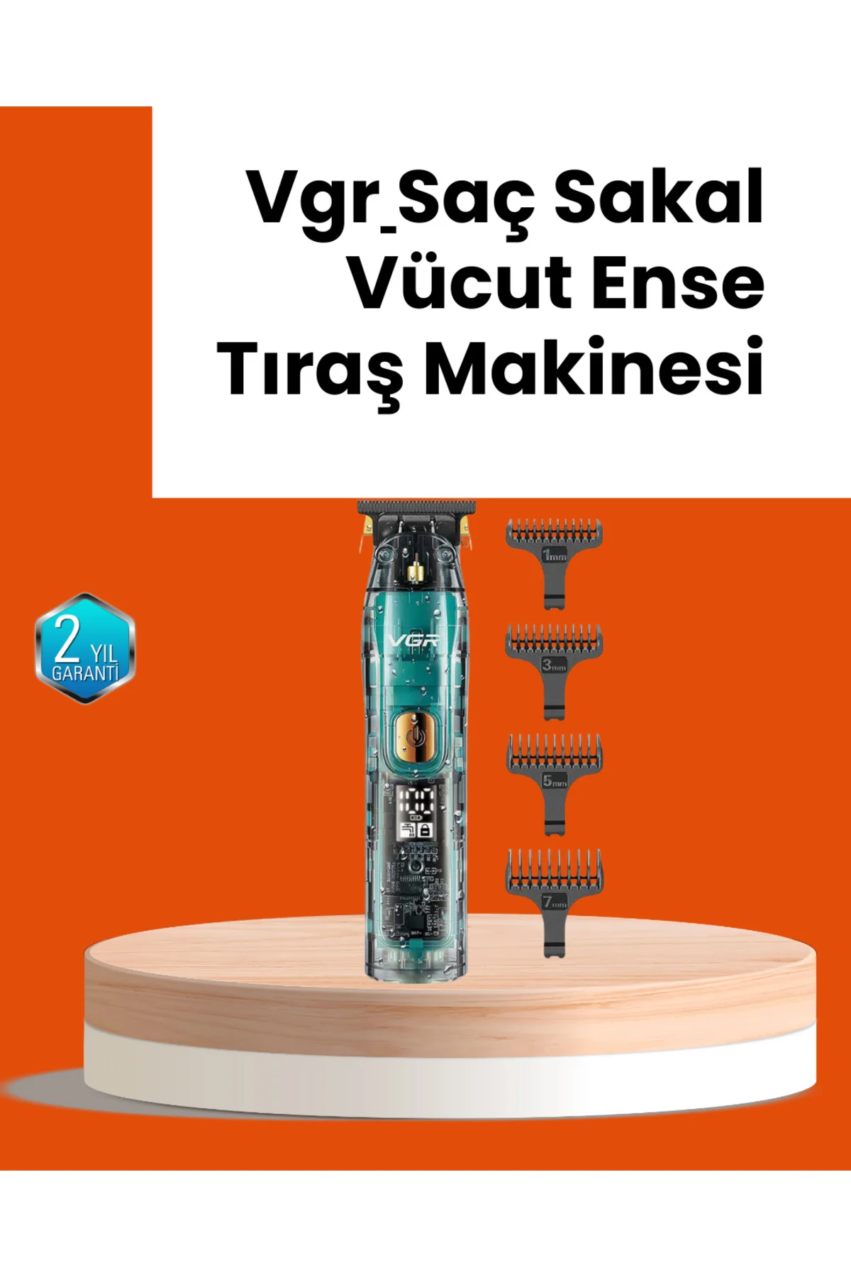 Vgr V-695 Şarjlı Saç Sakal Tıraş Makinesi 2600Mah Batarya Ve Kılavuz Taraklı