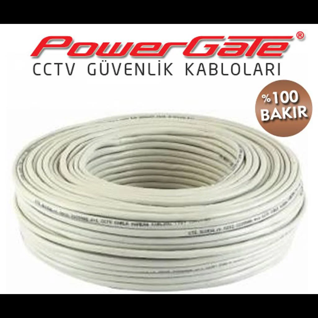 VIA 100mt, 2+1 (2x0,22+0,22) %100 Bakır, CCTV Güvenlik Kablosu