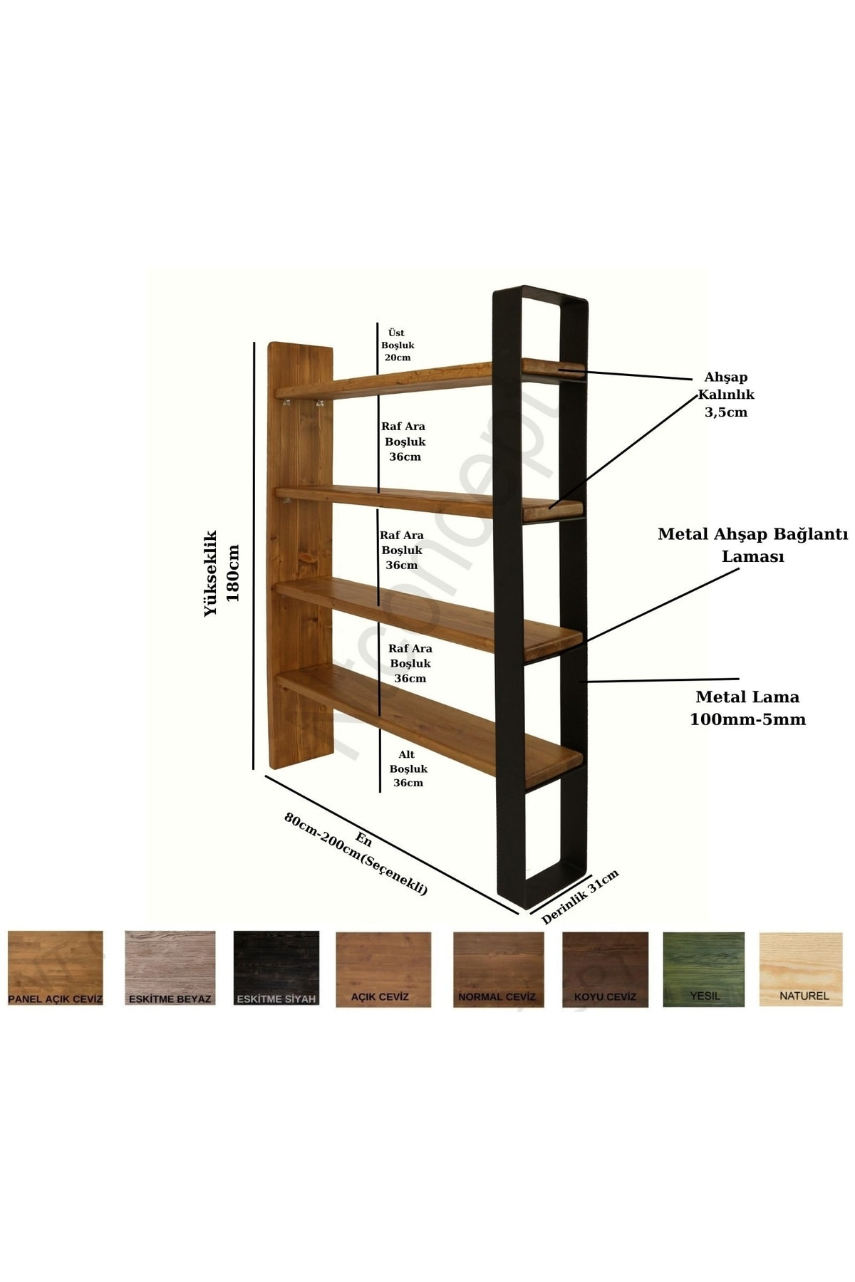 Nt Concept Via Masif Ağaç Kitaplık Vitrin En 100Cm