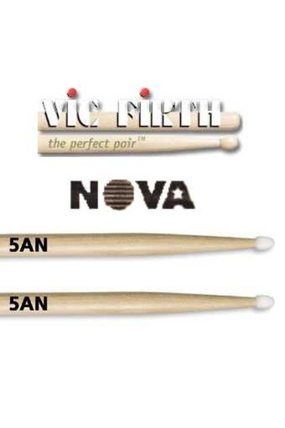 VICFIRTH N5AN BAGET(ÇİFT) NOVA 5A NYLON TIP, HICKORY, 16"x0.565" 
