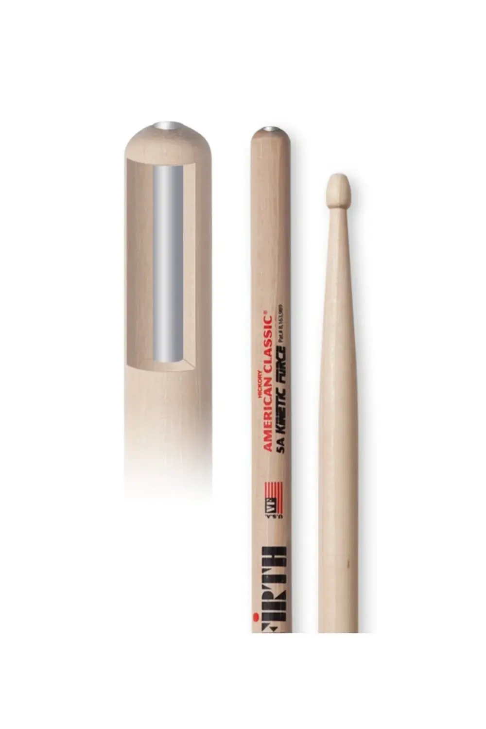 VICFIRTH V5AKF BAGET (ÇİFT) 5A WOOD KINETIC FORCE, HICKORY, 0.565