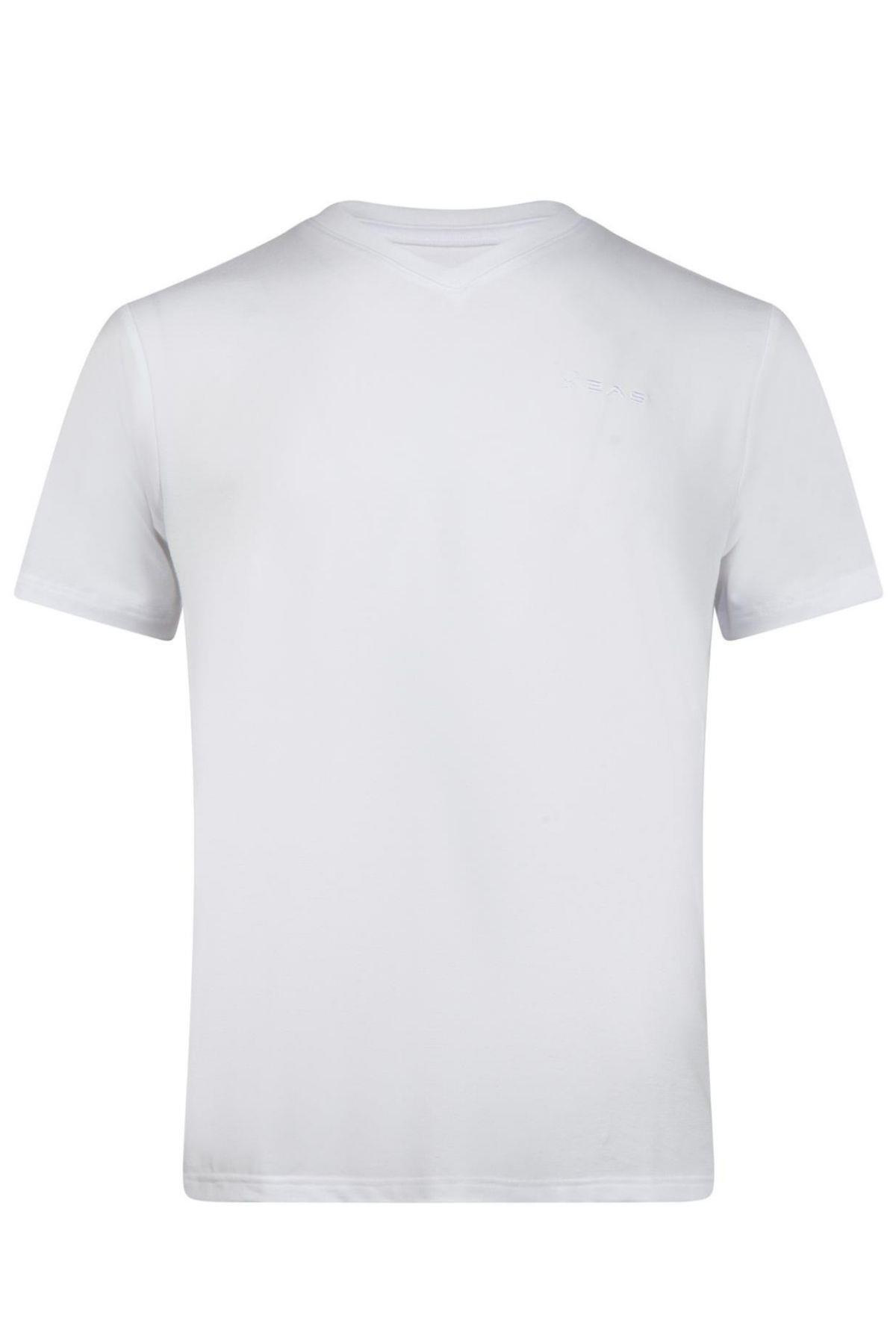 2As Victor Erkek Viloft V Yaka T-Shirt Beyaz