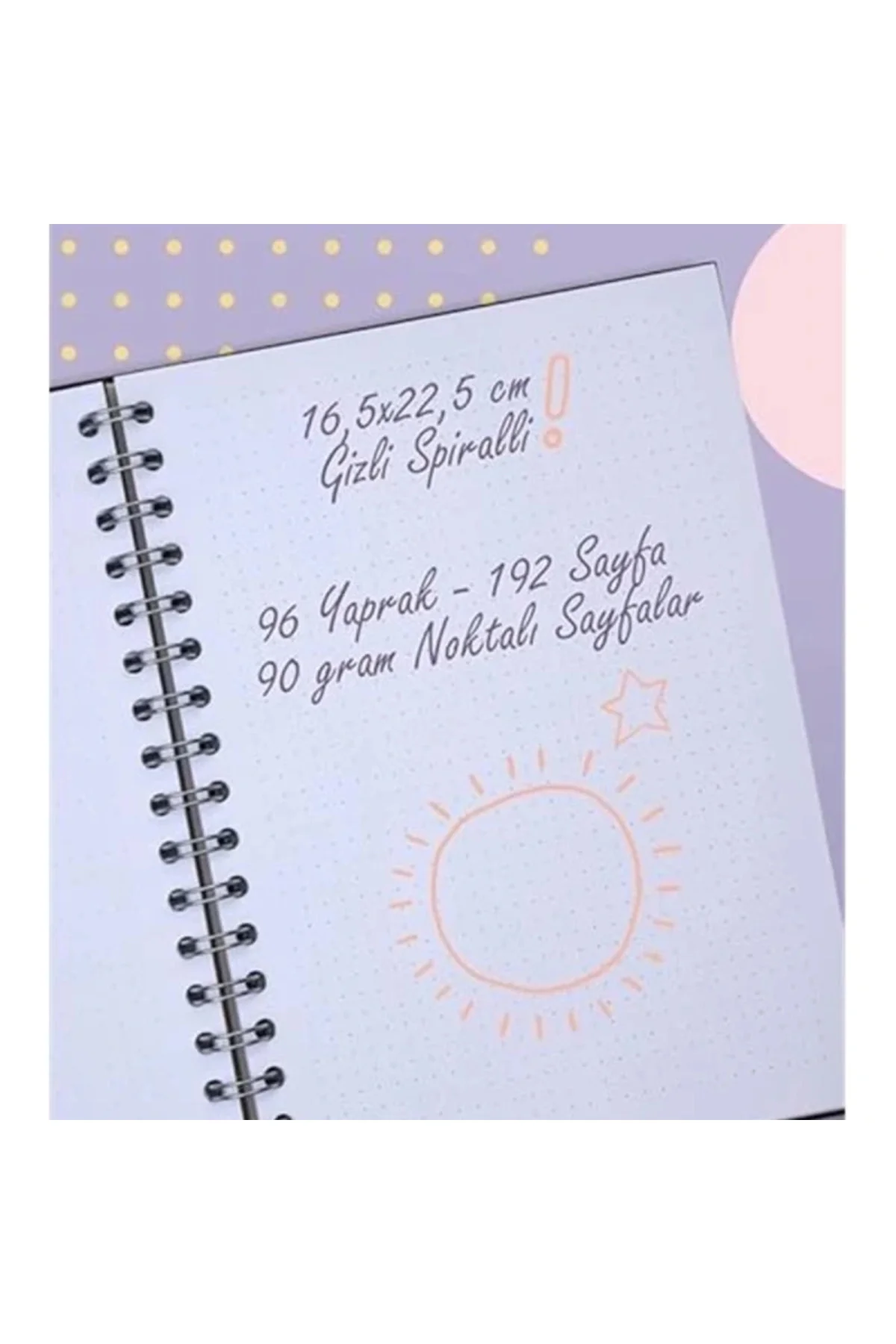 Victoria's Journals 16,5x22,5 cm Gizli Spiralli Noktalı Defter Tarihsiz Not Defteri Polka Gold