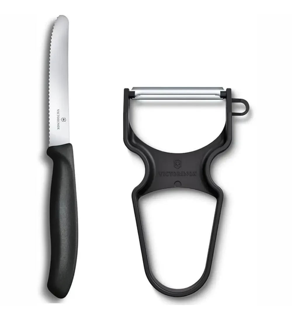 Victorinox 6.7113.23 Soyacak ve Sofra Bıçağı Seti, 2li Set Siyah