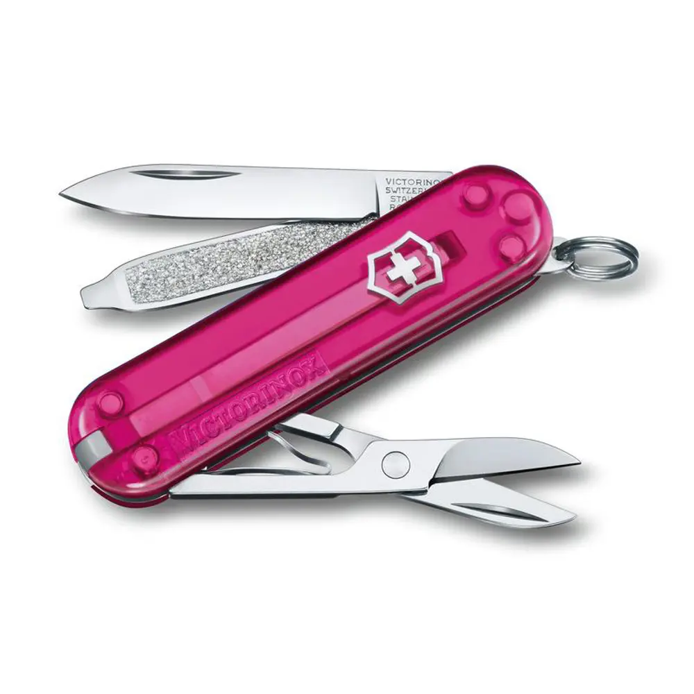 Victorinox Classic 0.6223.T5G Şeffaf Pembe İsviçre Çakısı 58mm Victorinox Classic 0.6223.T5G Şeffaf Pembe İsviçre Çakısı 58mm