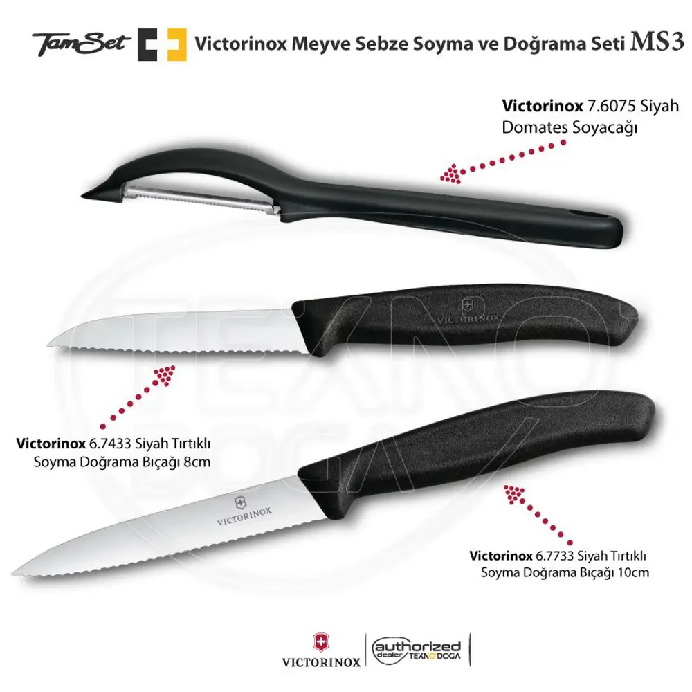 Victorinox Meyve Sebze Soyacak ve Doğrama Bıçağı Seti MS3