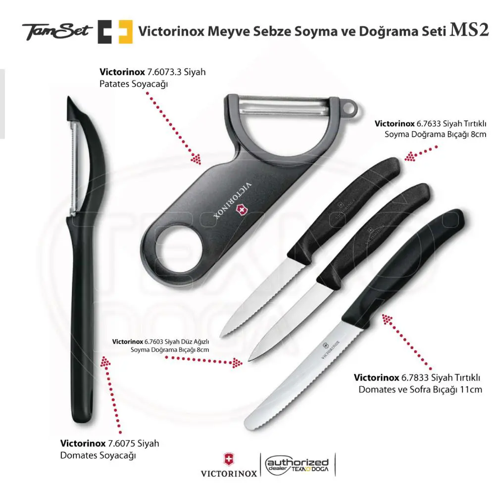 Victorinox Meyve Sebze Soyacak ve Doğrama Bıçağı Seti MS2